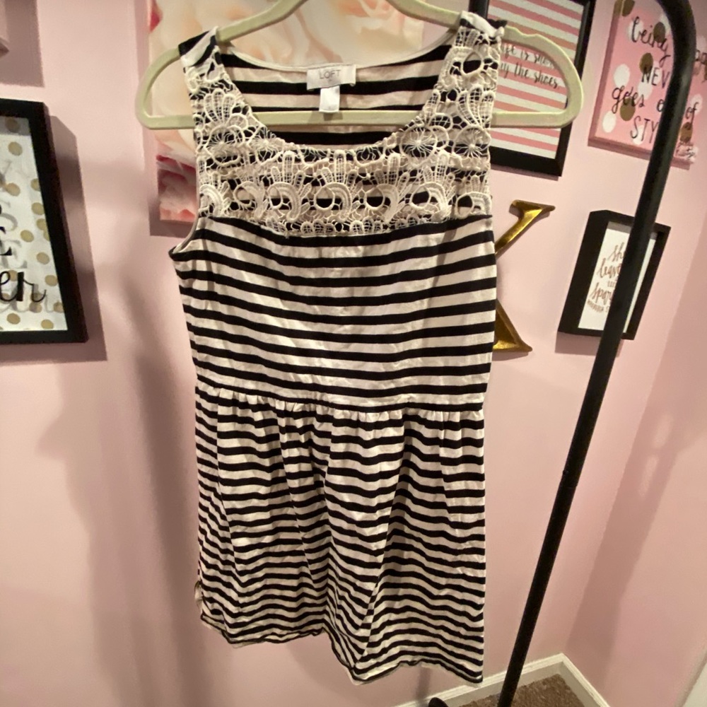 Loft Stripe Dress with Lace Detail